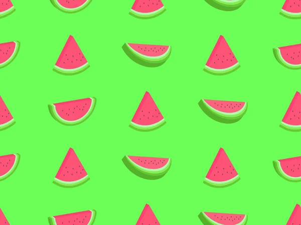 Watermeloen Naadloos Patroon Stijl Isometrische Schijfjes Watermeloen Met Zaden Een — Stockvector