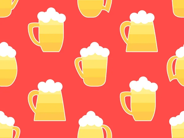 Пивний Кухоль Безшовний Візерунок Пиво Піною Келихах Різних Форм Дизайн — стоковий вектор
