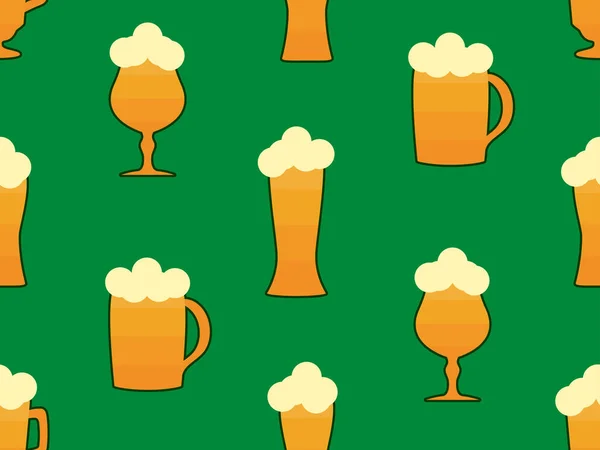 Пивний Кухоль Безшовний Візерунок Пиво Піною Келихах Різних Форм Стовбурові — стоковий вектор