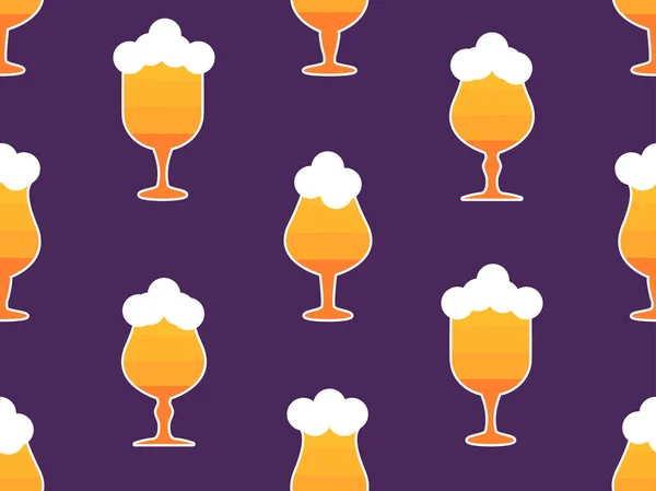 Пивний Безшовний Візерунок Пиво Піною Скам Янілих Окулярах Плоскому Стилі — стоковий вектор