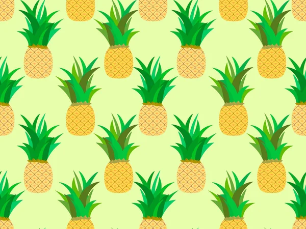 パイナップルシームレスパターン 夏の果物のパターン パイナップルフルーツ Tシャツ 紙や布にプリントのための熱帯の背景 ベクターイラスト — ストックベクタ