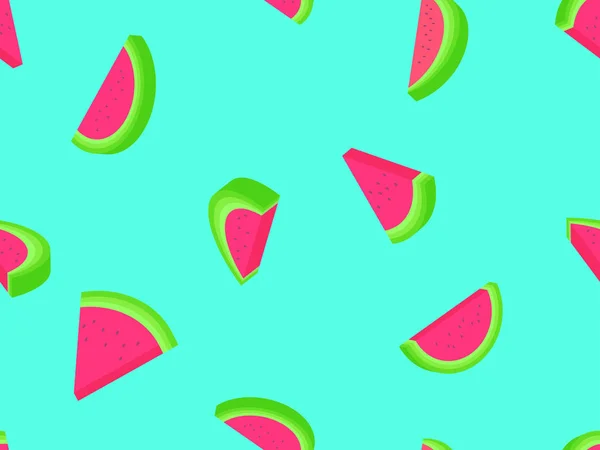 Wassermelone Nahtloses Muster Stil Isometrische Scheiben Wassermelone Mit Samen Auf — Stockvektor