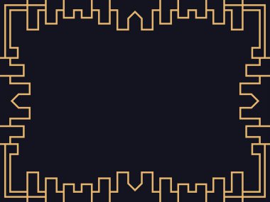 Art deco çerçeve. Klasik doğrusal sınır. Davetiyeler, broşürler ve tebrik kartları için bir şablon tasarla. 1920 'lerin tarzı - 1930' lar. Vektör illüstrasyonu