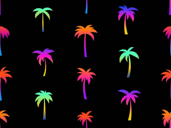 Gradient Palm Trees Seamless Pattern Summer Time Wallpaper Tropical Pattern — Stockvektor