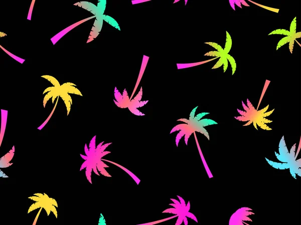 Gradient Palm Trees Seamless Pattern Summer Time Wallpaper Tropical Pattern — Stockvector
