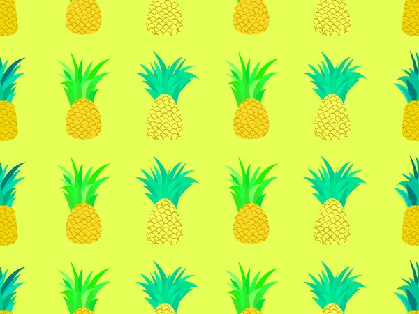 Ananasowy Wzór Bez Szwu Letni Wzór Owoców Owoc Ananasa Żółtym — Wektor stockowy