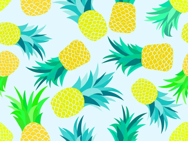 菠萝无缝图案 夏天的水果图案 菠萝的白色背景 T恤衫的热带设计 纸张和织物上的指纹 矢量说明 — 图库矢量图片