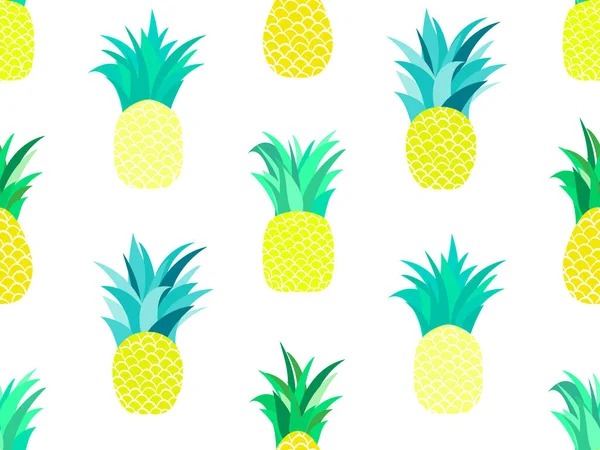 Ananasowy Wzór Bez Szwu Letni Wzór Owoców Owoc Ananasa Białym — Wektor stockowy