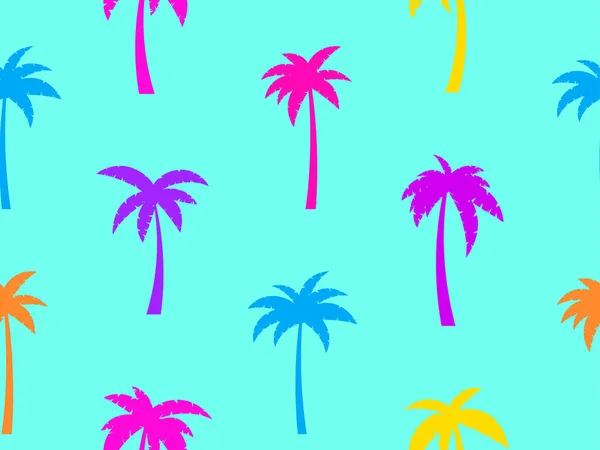 Palm Trees Seamless Pattern Summer Time Tropical Pattern Colorful Palm — Stock Vector