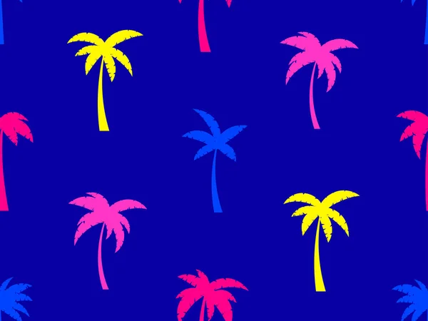 Palmiers Colorés Motif Sans Couture Heure Été Papier Peint Avec — Image vectorielle