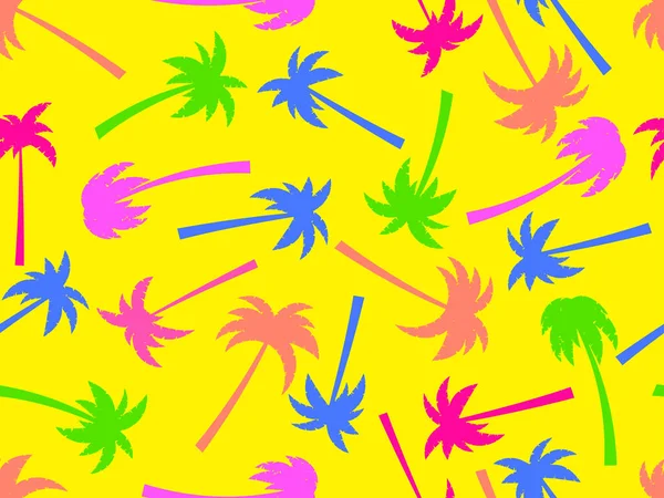Bunte Palmen Nahtlose Muster Tropischer Dschungel Pop Art Stil Exotischer — Stockvektor