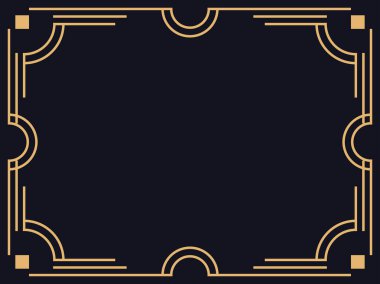 Art deco çerçeve. Klasik doğrusal sınır. Davetiyeler, broşürler ve tebrik kartları için bir şablon tasarla. 1920 'lerin tarzı - 1930' lar. Vektör illüstrasyonu