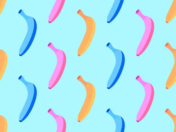 Padrão Sem Costura Com Bananas Coloridas Fundo Azul Bananas Doces — Vetor de Stock