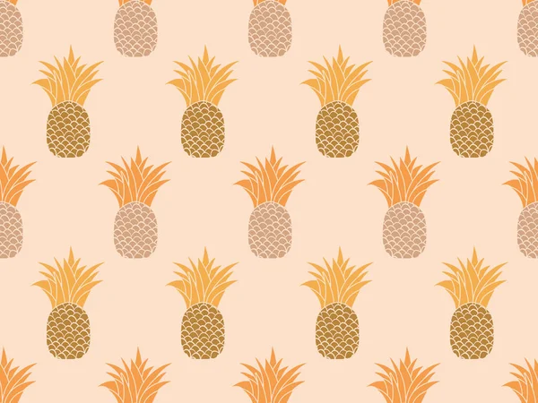 菠萝无缝图案 夏天的水果图案 带有米色背景的菠萝果 T恤衫的热带设计 纸张和织物上的指纹 矢量说明 — 图库矢量图片