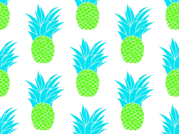 パイナップルシームレスパターン 夏の果物のパターン 白の背景にパイナップルの果実 Tシャツ 紙や布にプリントのための熱帯デザイン ベクターイラスト — ストックベクタ