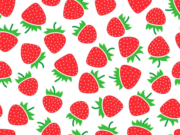 Nahtloses Muster Mit Roten Erdbeeren Auf Weißem Hintergrund Rote Erdbeeren — Stockvektor