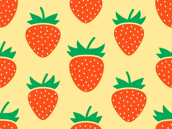 Seamless Pattern Red Strawberries Pink Background Red Strawberries Seeds Strawberry — Stock Vector