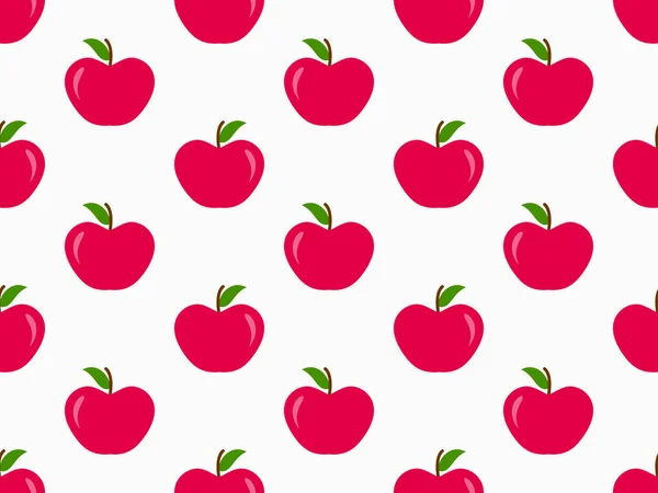Απρόσκοπτη Μοτίβο Κόκκινα Μήλα Λευκό Φόντο Κόκκινο Μήλο Ένα Φύλλο — Διανυσματικό Αρχείο