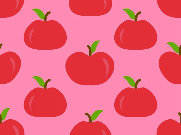 Απρόσκοπτη Μοτίβο Κόκκινα Μήλα Κόκκινο Μήλο Ένα Φύλλο Σχεδιασμός Για — Διανυσματικό Αρχείο