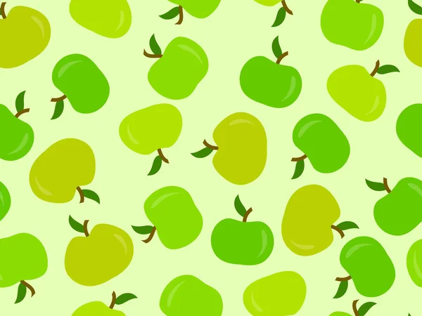 Яблоки Бесшовный Шаблон Зеленое Яблоко Одним Листом Дизайн Печати Тканях — стоковый вектор