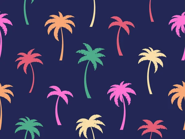 Renkli Palmiye Ağaçları Pürüzsüz Desenli Yaz Zamanı Tropik Palmiye Ağaçları — Stok Vektör