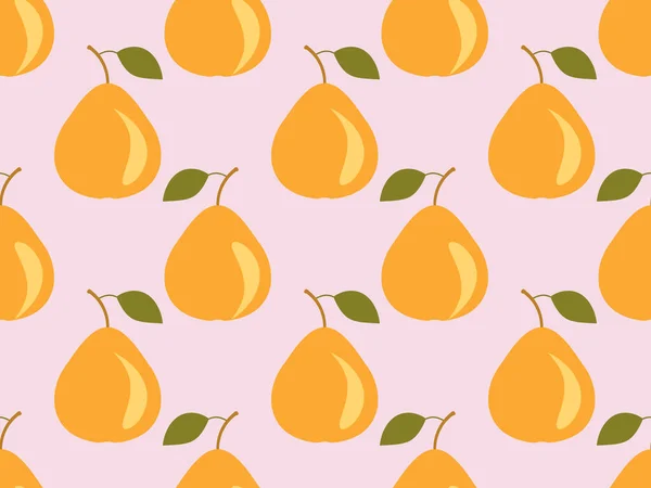 Πορτοκαλί Αχλάδια Χωρίς Ραφή Αχλάδι Ένα Φύλλο Ρετρό Στυλ Σχεδιασμός — Διανυσματικό Αρχείο