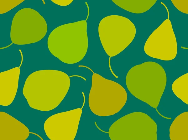 Σιλουέτες Πράσινων Αχλαδιών Χωρίς Ραφή Μοτίβο Φρούτα Αχλάδι Μινιμαλιστικό Στυλ — Διανυσματικό Αρχείο
