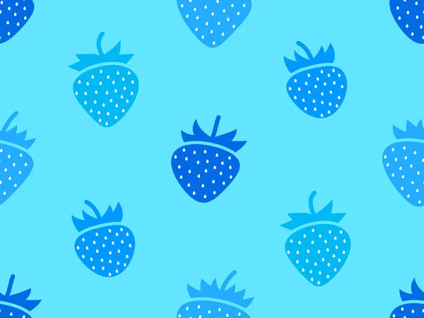 Blaue Erdbeeren Nahtloses Muster Blaue Erdbeeren Mit Samen Süße Erdbeeren — Stockvektor