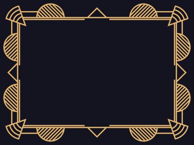 Art deco çerçeve. Klasik doğrusal sınır. Davetiyeler, broşürler ve tebrik kartları için bir şablon tasarla. 1920 'lerin tarzı - 1930' lar. Vektör illüstrasyonu