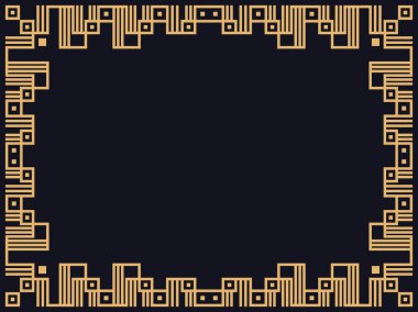 Art deco çerçeve. Klasik doğrusal sınır. Davetiyeler, broşürler ve tebrik kartları için bir şablon tasarla. 1920 'lerin tarzı - 1930' lar. Vektör illüstrasyonu