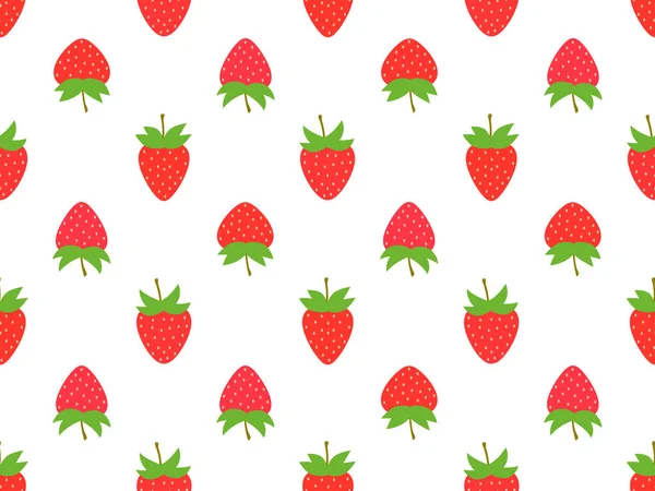 Nahtloses Muster Mit Roten Erdbeeren Auf Weißem Hintergrund Rote Erdbeeren — Stockvektor