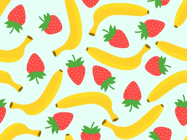 Patrón Sin Costuras Con Plátanos Fresas Patrón Frutas Tropicales Verano — Vector de stock