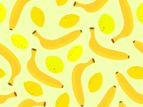 Padrão Sem Costura Frutado Verão Com Limões Bananas Estilo Minimalista —  Vetores de Stock