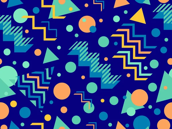 Memphis Nahtloses Muster Mit Geometrischen Formen Stil Der 80Er Jahre — Stockvektor