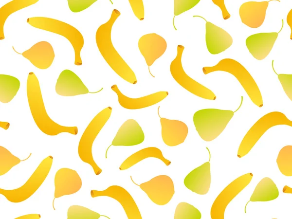 Modello Senza Cuciture Con Pere Banane Colori Sfumati Miscela Frutta — Vettoriale Stock
