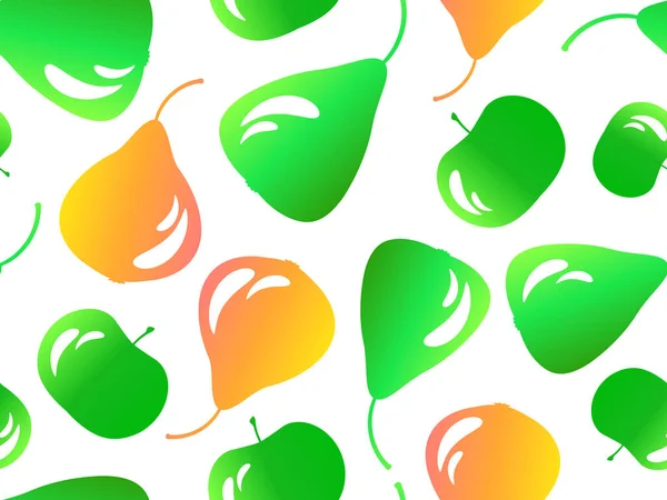 Patrón Sin Costuras Con Peras Manzanas Estilo Mezcla Frutas Verano — Archivo Imágenes Vectoriales