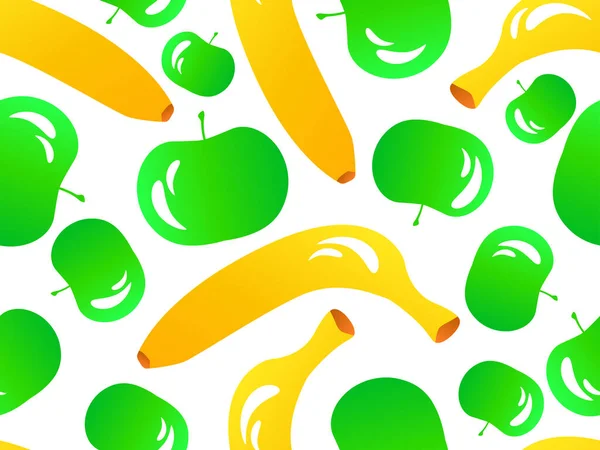 Fundo Sem Costura Com Bananas Maçãs Estilo Mistura Fruto Com —  Vetores de Stock