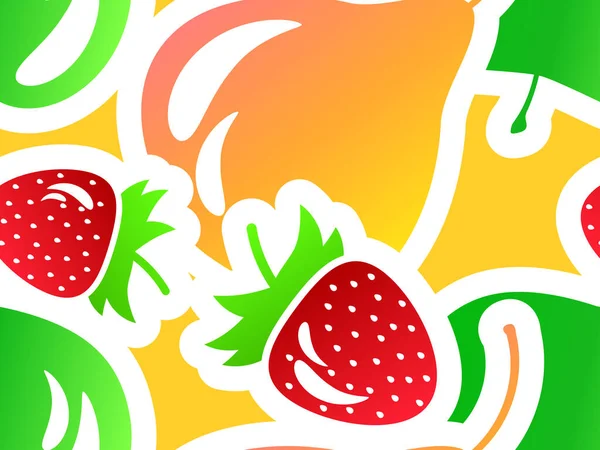 Nahtloses Muster Mit Erdbeere Apfel Und Birne Sommerfrucht Beeren Mischung — Stockvektor