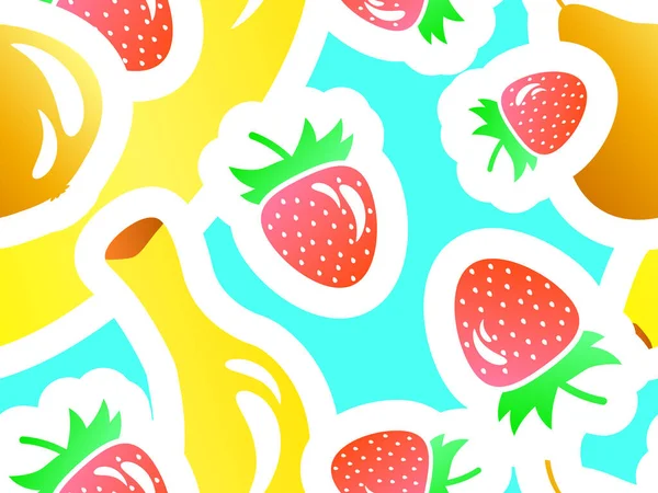 Nahtloses Muster Mit Birnen Bananen Und Erdbeeren Sommerfrucht Beeren Mischung — Stockvektor