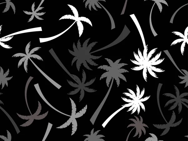 Чорно Білі Пальми Безшовний Візерунок Літній Час Тропічний Візерунок Пальмами — стоковий вектор