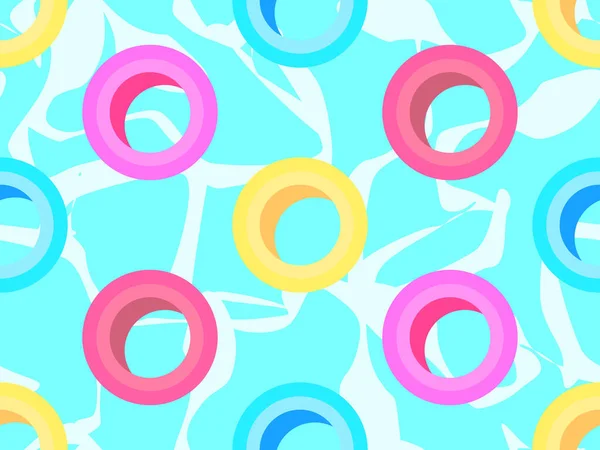 Schwimmring Nahtloses Muster Aufblasbare Poolringe Draufsicht Bunte Aufblasbare Kreise Zum — Stockvektor