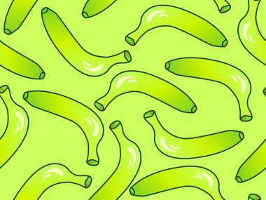 Artan yeşil muzlar pürüzsüz desen. Siyah felçli ve ışık yansımalı 3 boyutlu muzlar. Baskı, ambalaj kağıdı, duvar kağıdı ve afişler için tasarım. Vektör illüstrasyonu