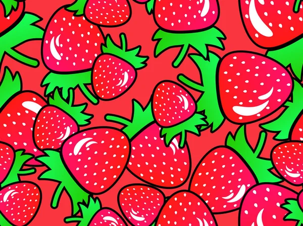 グラデーションの赤いイチゴのシームレスなパターン イチゴを3Dスタイルで夏のベリーパターン ポスター 包装紙や壁紙のためのデザイン ベクターイラスト — ストックベクタ