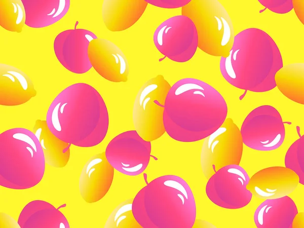 Nahtloses Muster Mit Pfirsichen Und Zitronen Sommer Exotische Fruchtmischung Aus — Stockvektor