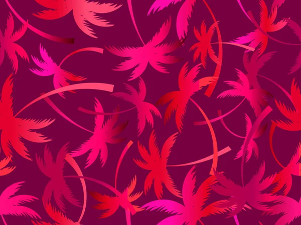 パームツリーシルエットシームレスなパターン カラフルなグラデーションパームの木 夏の時間 熱帯パターンが付いている壁紙 Tシャツ バナー プロモーションアイテムを印刷するためのデザイン ベクトルイラスト — ストックベクタ
