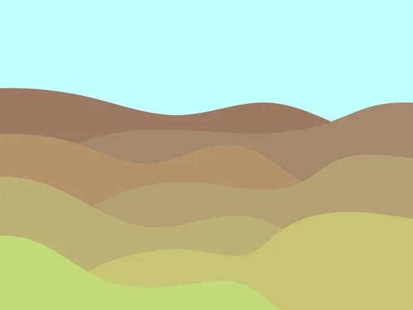 Champs Verts Dans Style Minimaliste Paysage Ondulé Prairies Plaines Décor — Image vectorielle