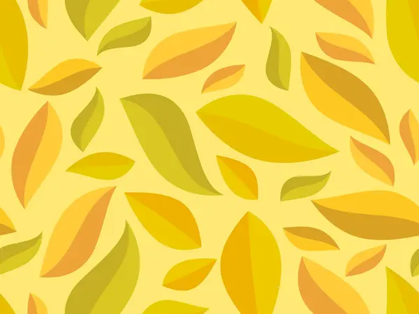 Осенний Бесшовный Узор Листьями Минималистском Стиле Осенние Листья Желтого Зеленого — стоковый вектор