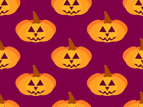 Calabazas Halloween Patrón Sin Costuras Cara Calabaza Tallada Halloween Feliz — Vector de stock