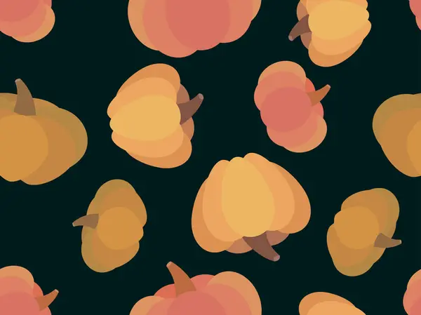 Citrouilles Motif Sans Couture Sur Fond Sombre Citrouilles Orange Pour — Image vectorielle