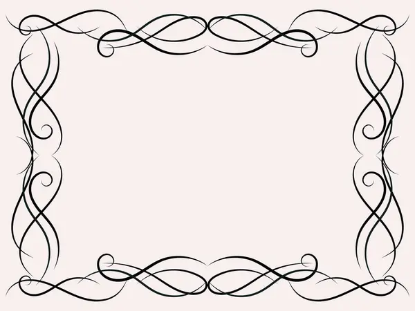 Ornate Vintage Frame Swirl Ornament Ornamental Curls Vintage Linear Border — Stock Vector
